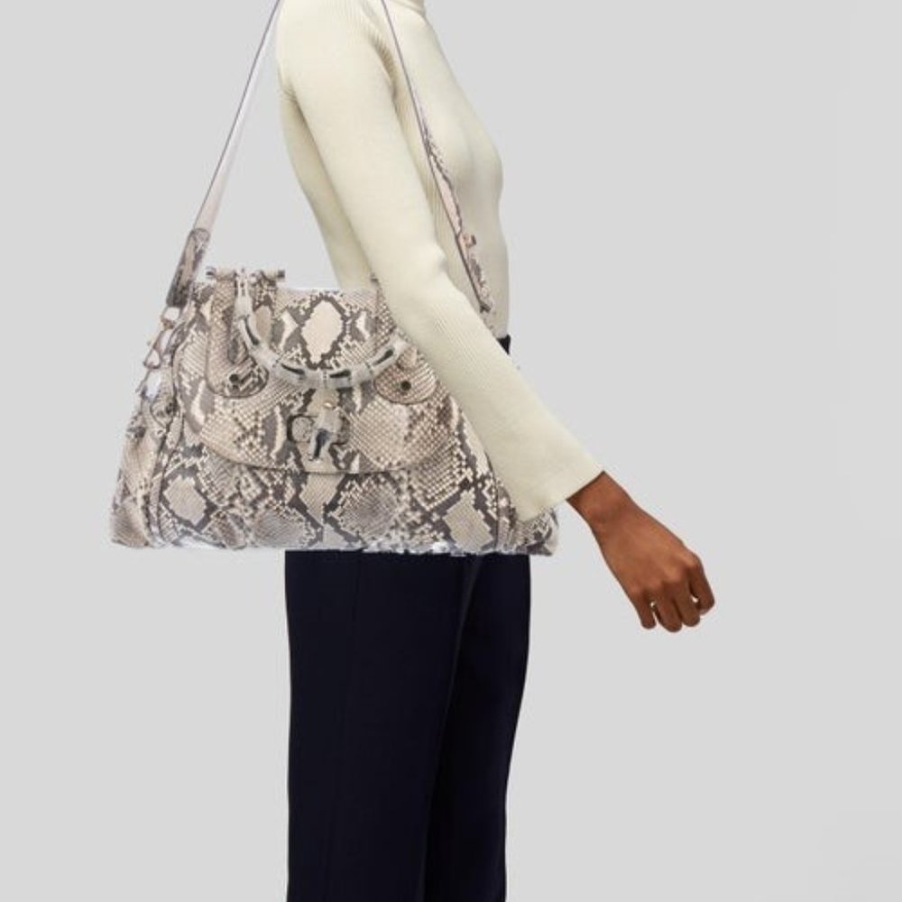 Gorgeous Authentic Gucci Python Bamboo Bag With Sh - image 2